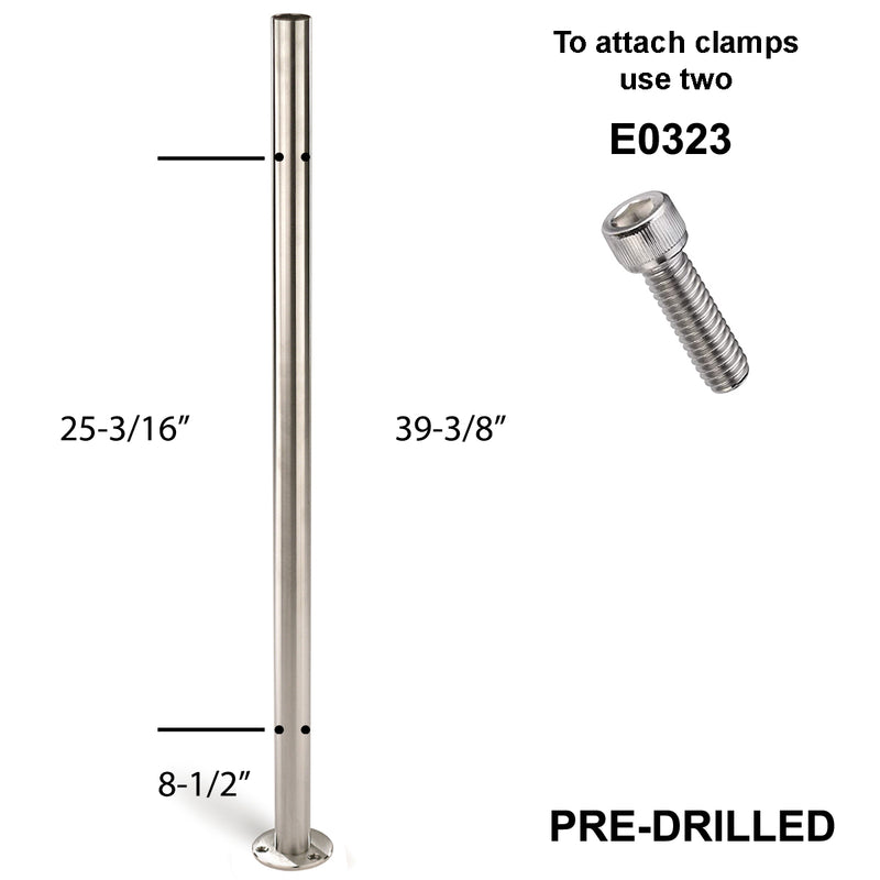 Modern Stair E0042-4 Pre-Drilled 4 Holes/Middle Stainless Steel Newel Post