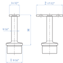 NeroSteel Black Metal Flat Handrail Support for 40mm Square Rail