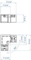 NeroSteel Black Metal Square Connector for 40mm square tubes