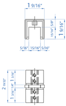 NeroSteel Black Metal Square Connector for 40mm square rail