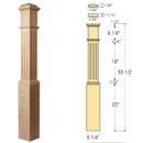 4891 Fluted Square Wood Box Newel Post Stainless Steel
