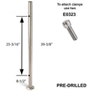 E0042-2 Pre-Drilled 2 Holes Stainless Steel Newel Post