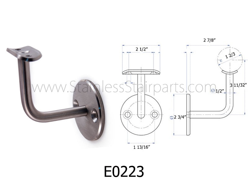 E0223 Stainless Steel Wall Rail Bracket with Saddle & Rigid Mounting plate