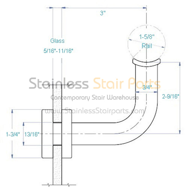E022/S1 Stainless Steel Glass Bracket 