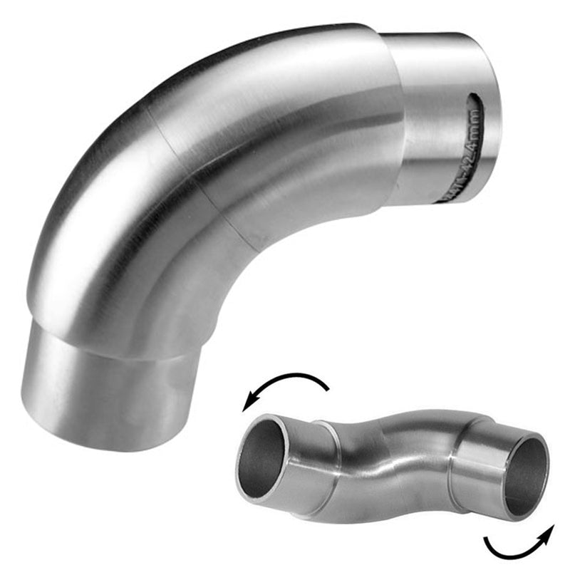 E4471 Articulated Curved Elbow Connector for 1 5/8" Stainless Steel Railing Tube (42.4mm)