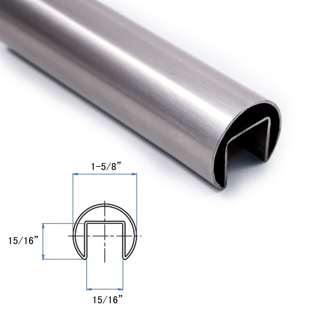 Circular Steel Rails E1000424 Stainless Steel Round Cap Rail for Glass Railing Systems ...