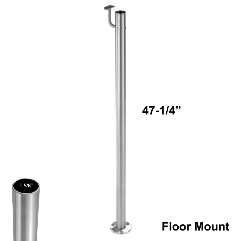 E0041 Stainless Steel Floor Mount Newel Post with Railing Support