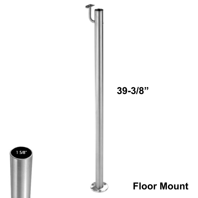 E0043 Stainless Steel Floor Mount Newel Post with Railing Support