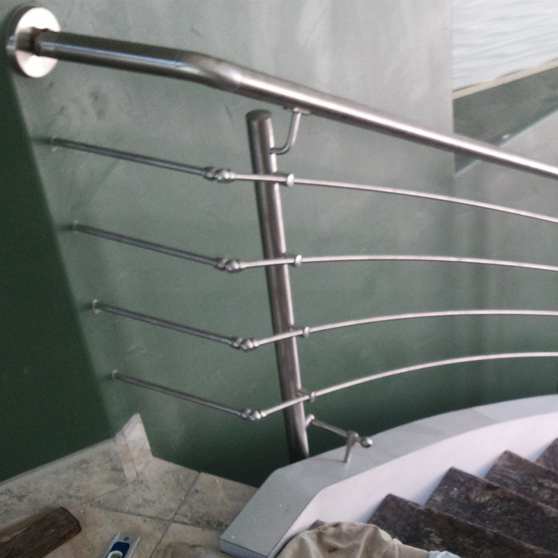 E0070 Pivotable Inline Round Bar Connector Staircase Railing Stainless