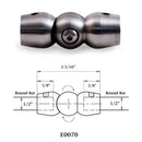 E0070 Pivotable Inline Round Bar Connector Stair Railing