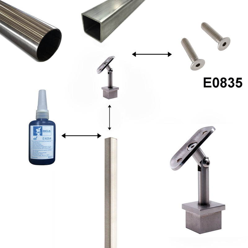 Stainless Steel Adjustable Square Railing Handrail Support