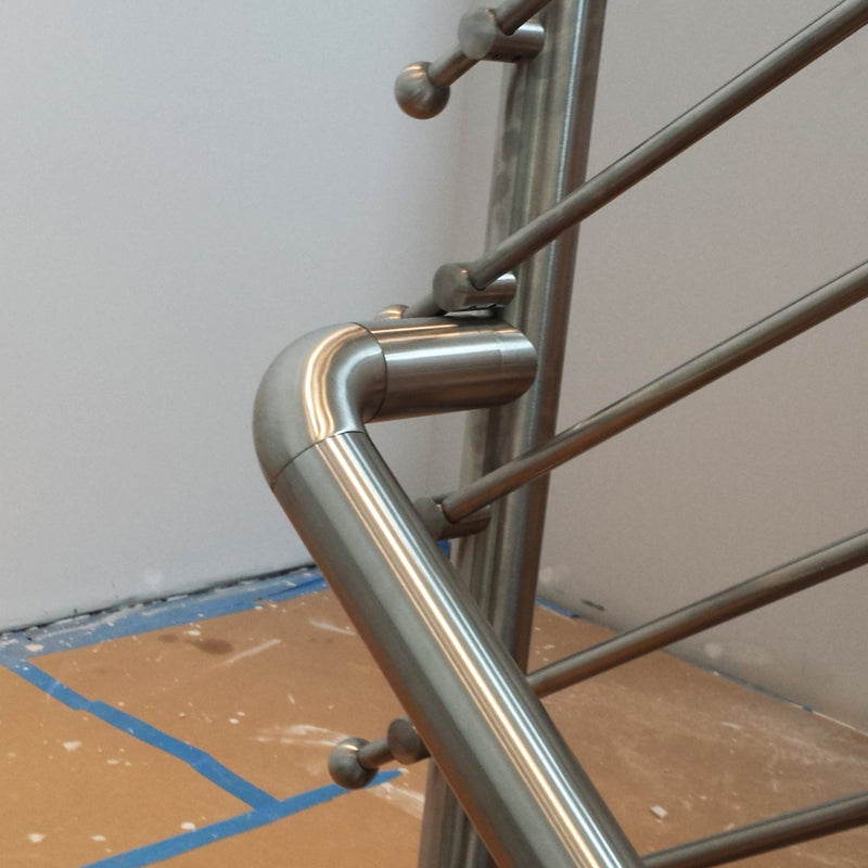 Stainless Steel Modern Stair 90 Degree Curved Elbow Fitting Connector