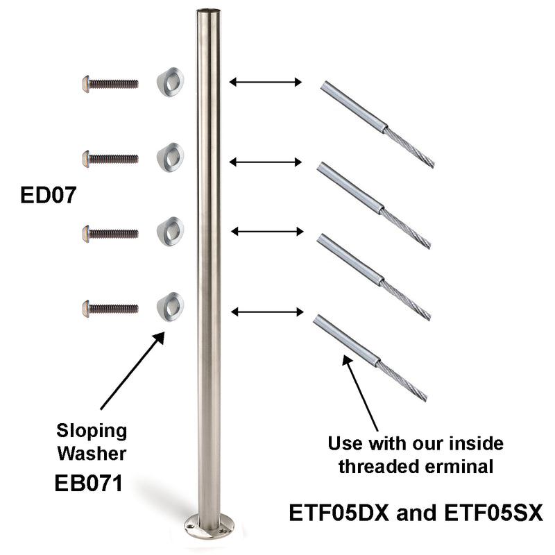 Stainless Steel Rounded Head Screw M6 Stair Cable Railing System