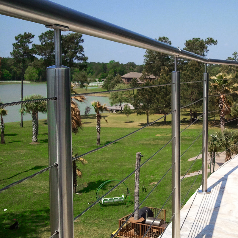 Stainless steel cable railing system staircase