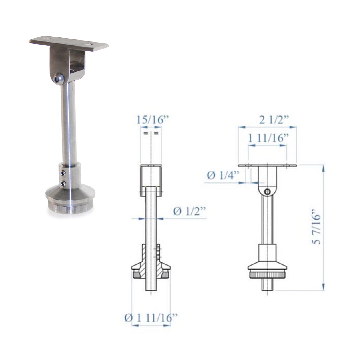 E1540100 Handrail Support for Cap and LED Railing System - Stainless ...