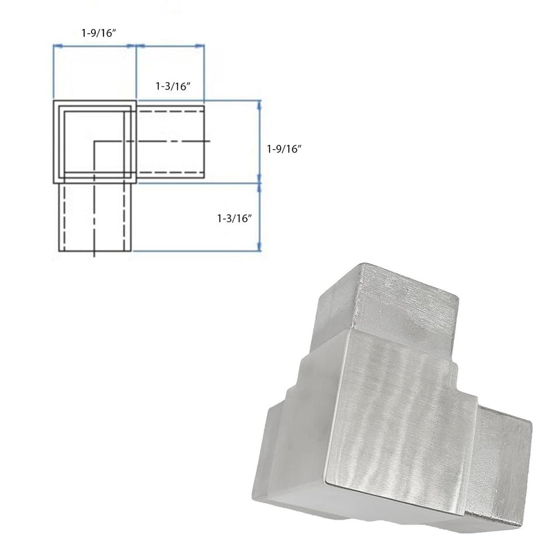 E4723 3-Way Corner Fitting for Stainless Steel Square Railing