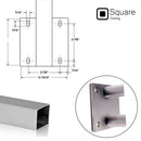Modern Wall/Side Mount Stainless Steel Square Newel Post
