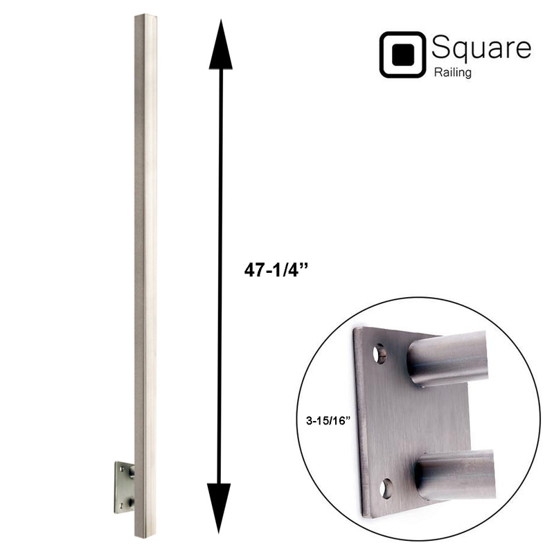 Contemporary Railing E00350 Wall/Side Mount Stainless Steel Square Newel Post